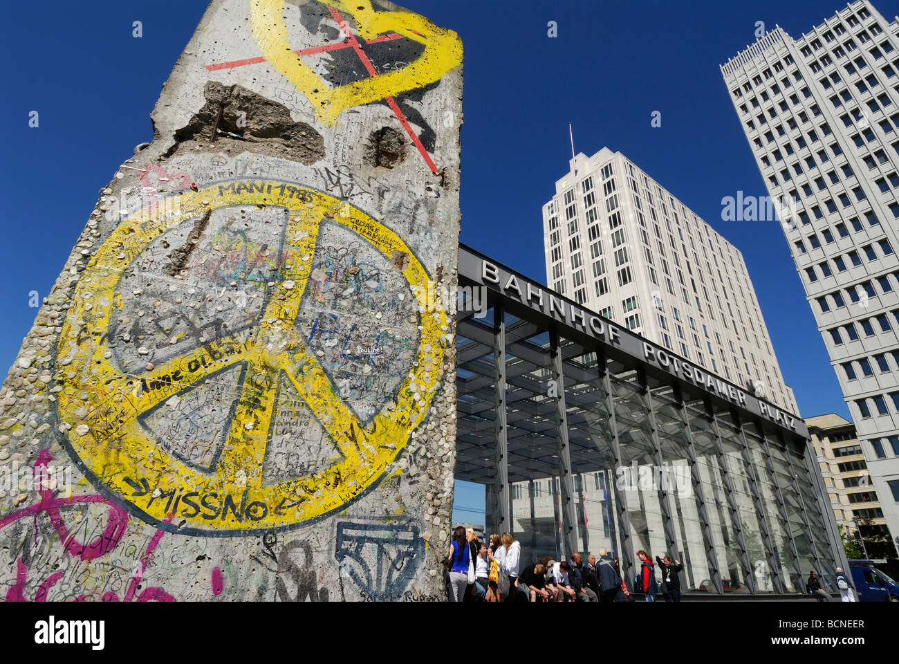 Berlin Germany Section of Berlin wall on Potsdamer Platz Stock Photo
