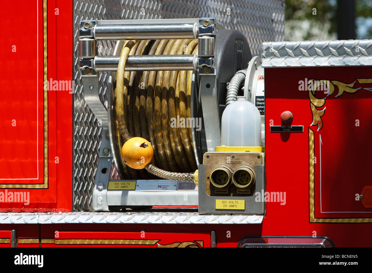 Burbank California Fire Department Truck Detail Stock Photo