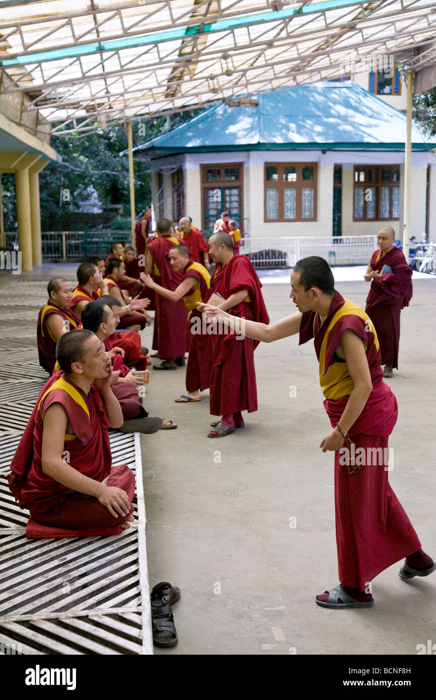 Buddhist monks debating. Namgyal Gompa. McLeod Ganj. India Stock Photo