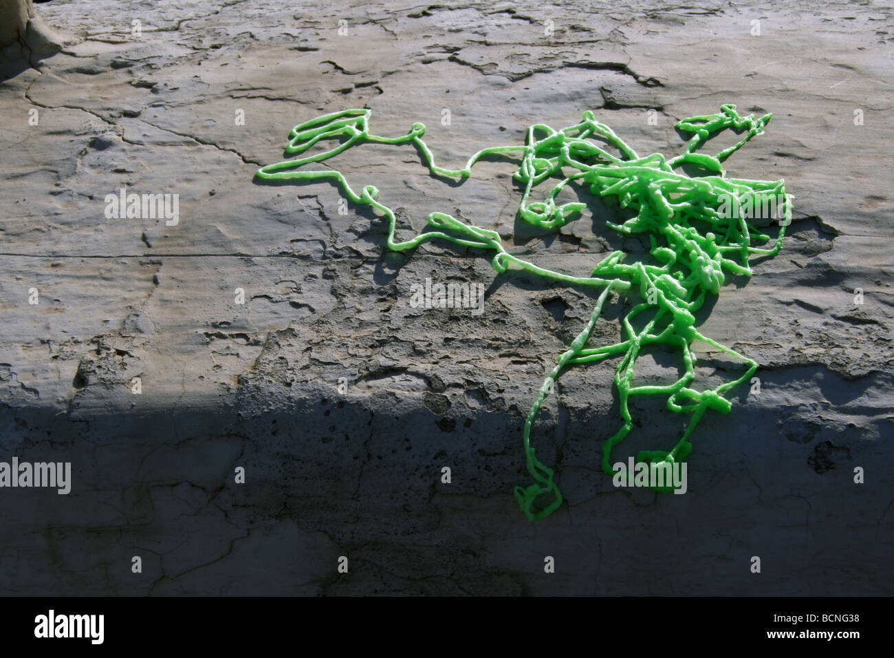 green party streamer spray foam on wall in sun outdoors Stock Photo Alamy