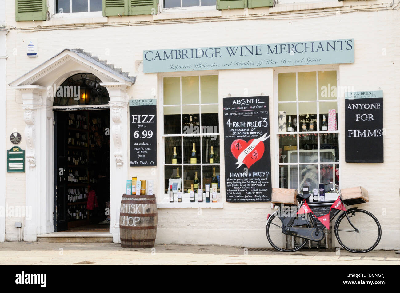 Cambridge wine merchants shop in Kings Parade, Cambridge England UK
