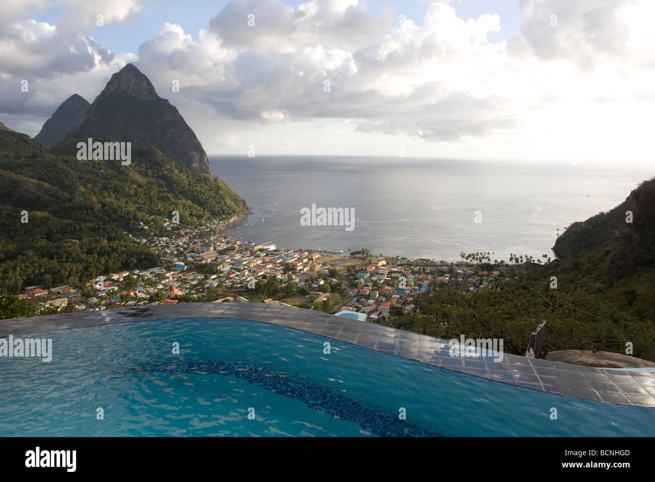 View of the Pitons in St. Lucia Stock Photo Alamy