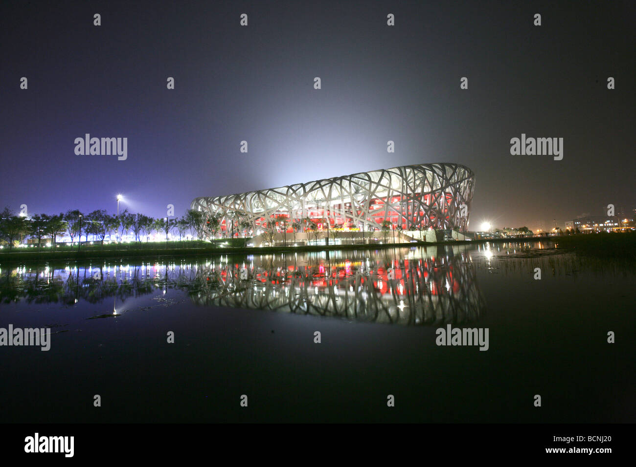 Bird's Nest at night, Beijing, China Stock Photo Alamy