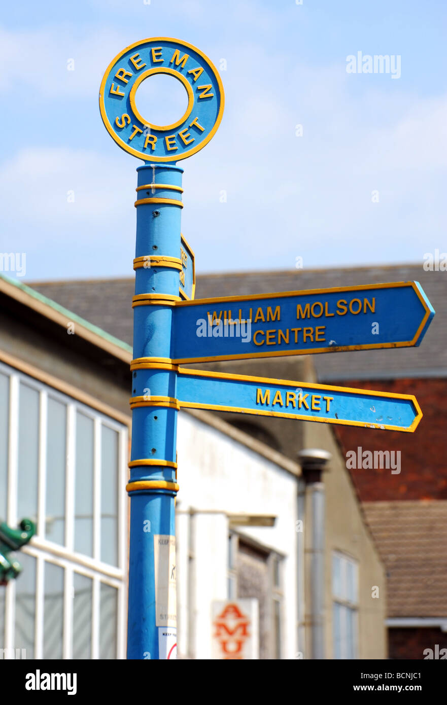 Sign for freeman street in grimsby Stock Photo Alamy