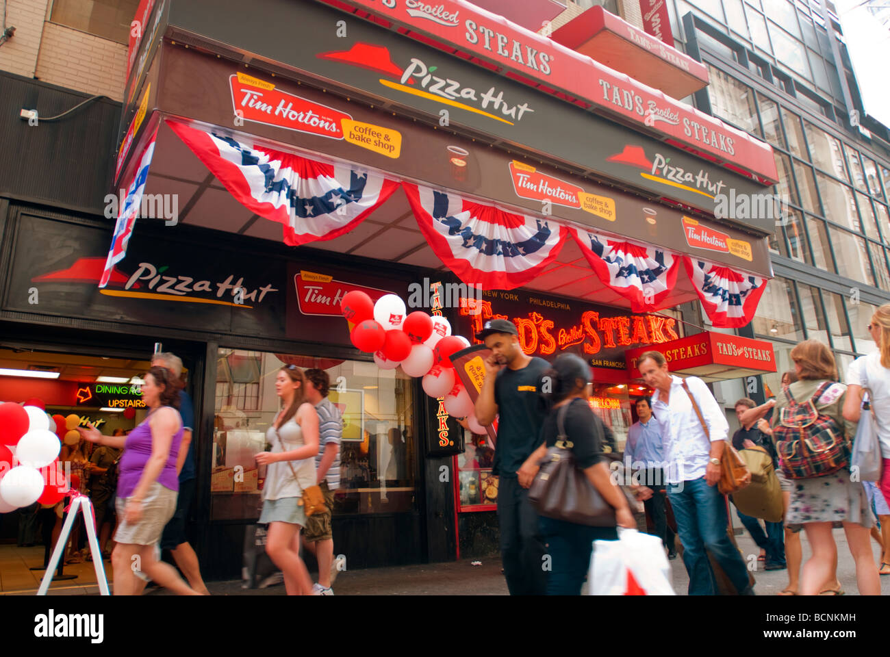 A Tim Hortons donut and coffee chain is seen on opening day in New York