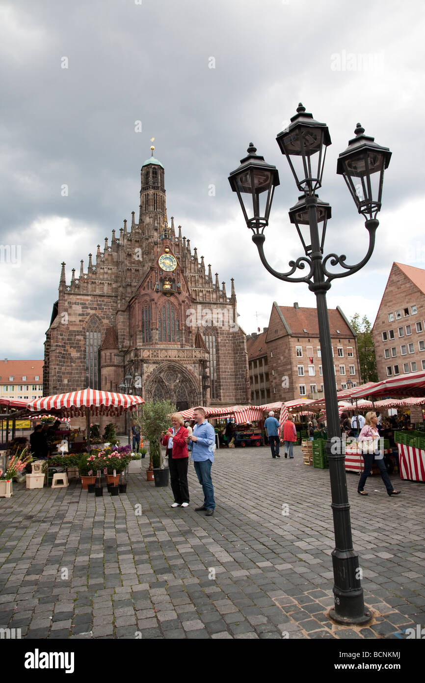 The Frauenkirche Church of our lady as seen from the Hauptmarkt Stock Photo