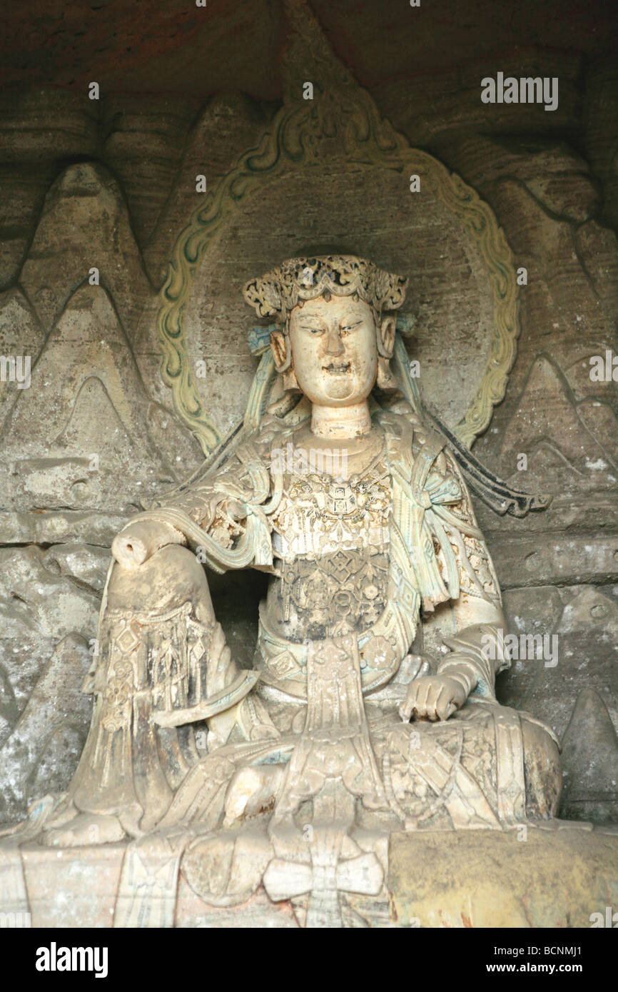 Exquisite carving of a Buddha, North Hill Grotto, Dazu Grotto ...