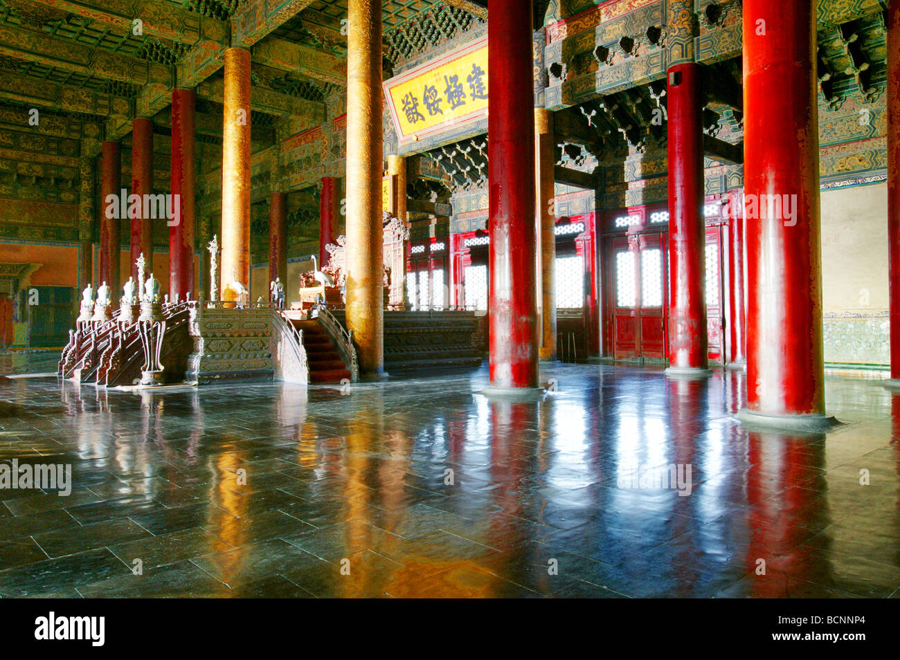 Side view of Imperial throne in Hall of Supreme Harmony, Forbidden City