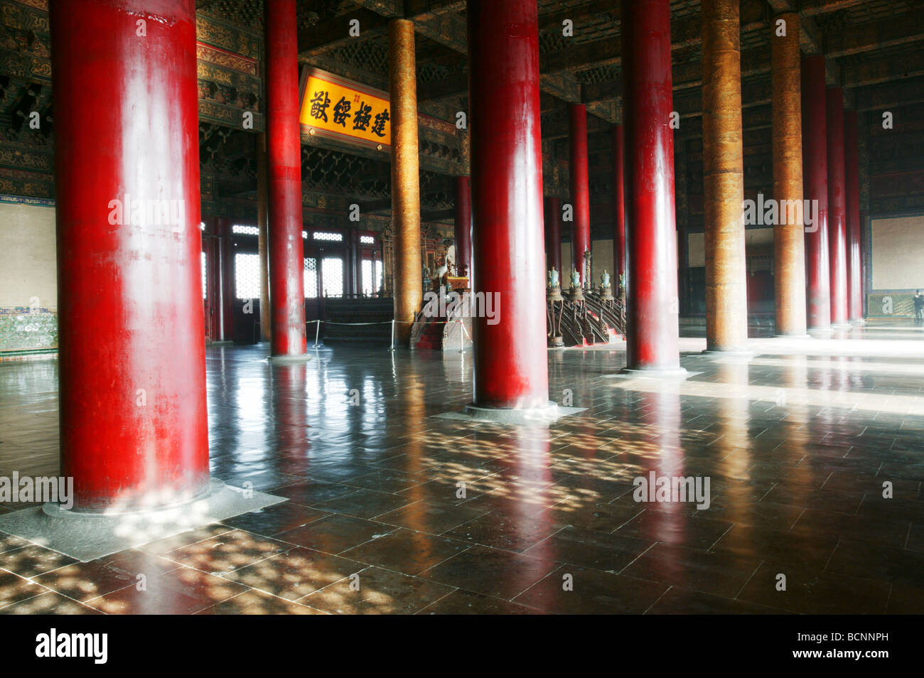 Interior of Hall of Supreme Harmony, Forbidden City, Beijing, China