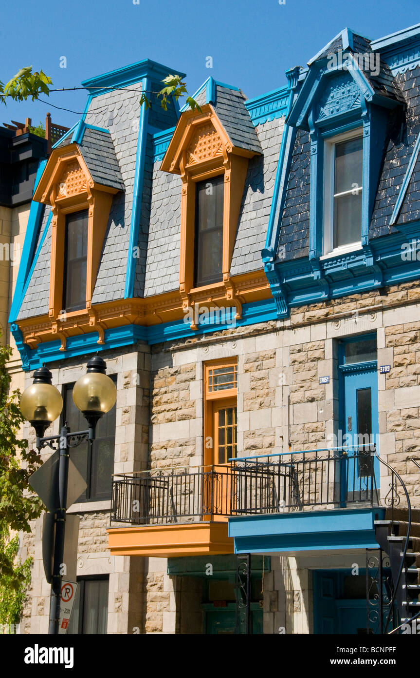 Typical houses on the Plateau Mont Royal Montreal canada Stock Photo