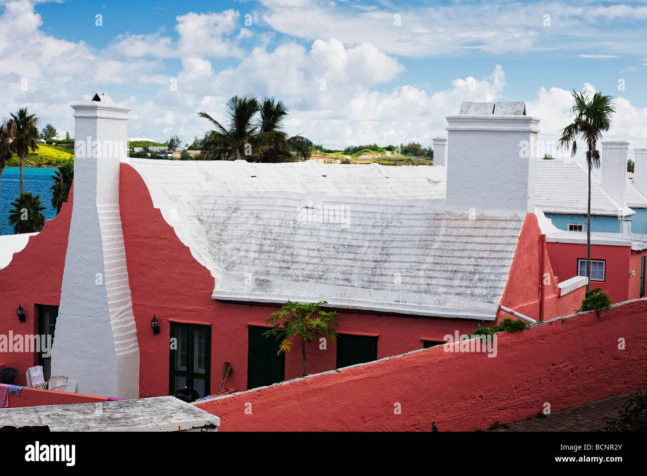 High Angle View of a Traditional Bermuda Style House St George Bermuda Stock Photo