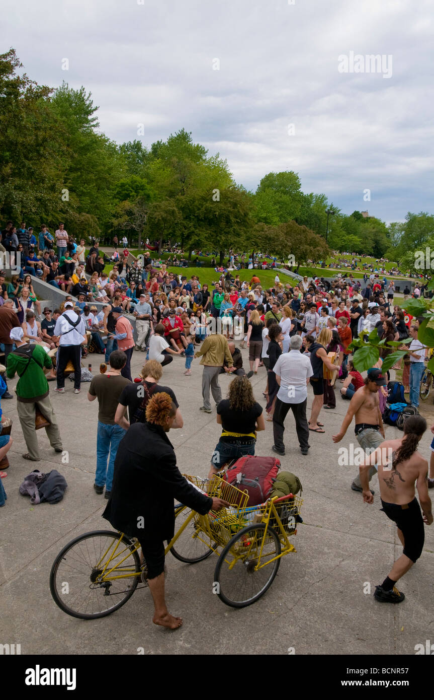 Crowd at the Montreal tam tam Montreal Quebec Canada Stock Photo