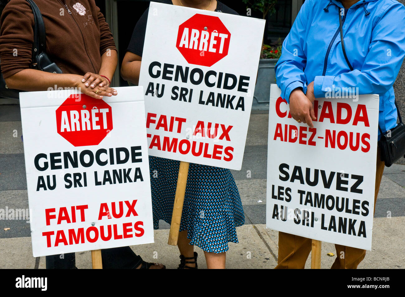 People protesting the Sri Lanka war in Montreal Quebec Canada Stock Photo