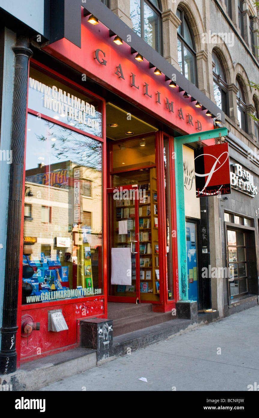 French language bookstore Gallimard on Boulevard saint Laurent Montreal canada Stock Photo