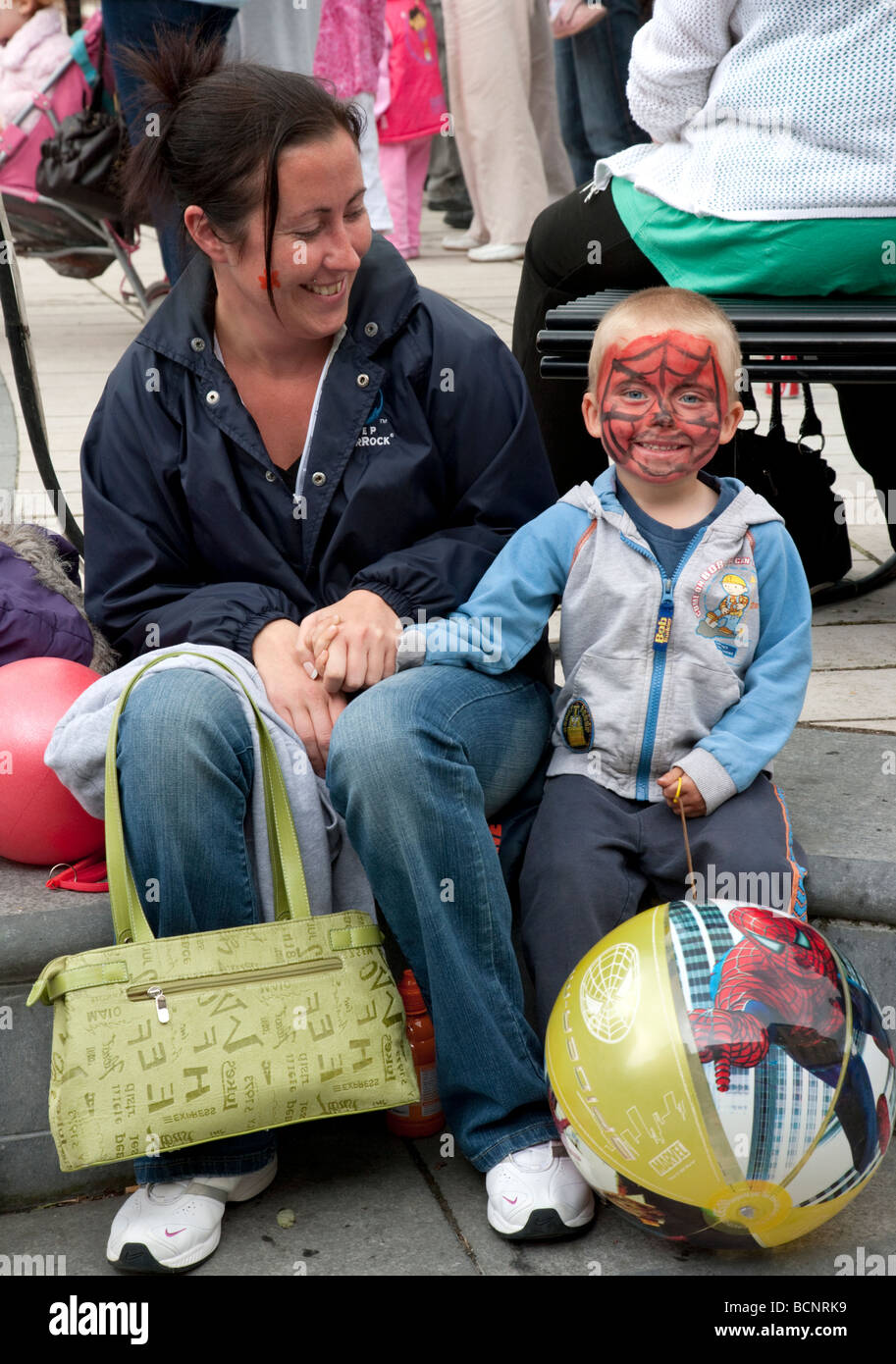 Mother and small son with face painting, Cashel Ireland Stock Photo