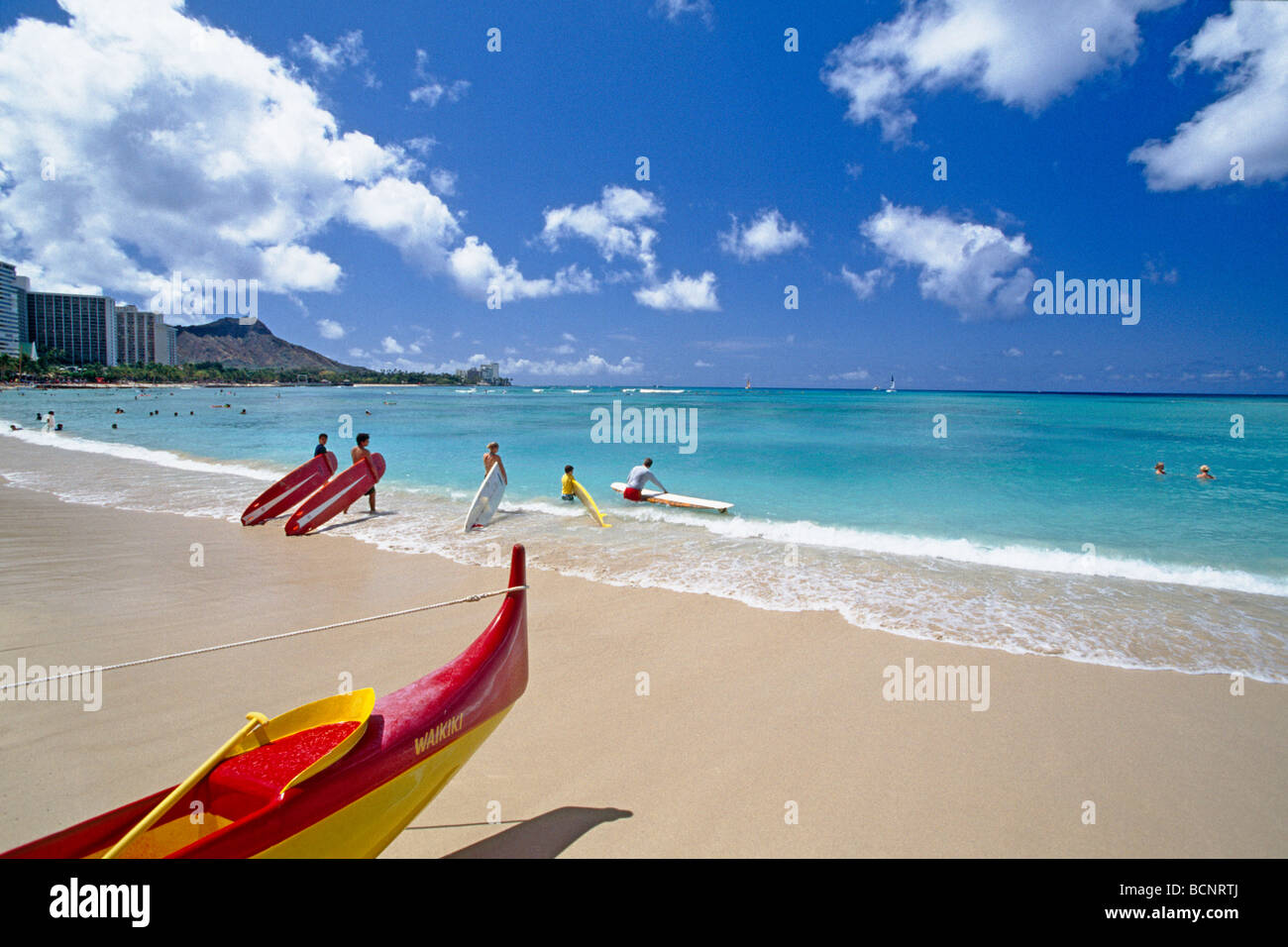 Surfboard Lesson on Waikiki Beach Honolulu Hawaii Stock Photo Alamy