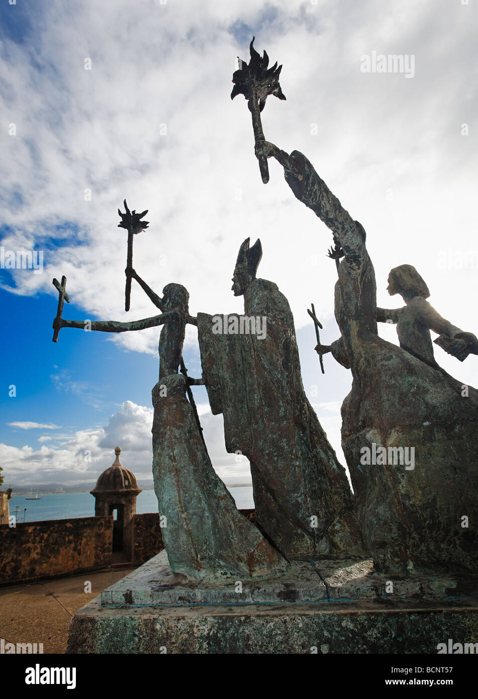 Low Angle View of the Rogativa Sculpture Old San Juan Puerto Rico Stock Photo