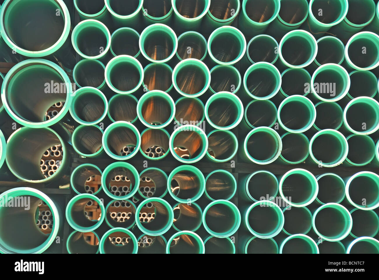 Stacked PVC piping Stock Photo Alamy
