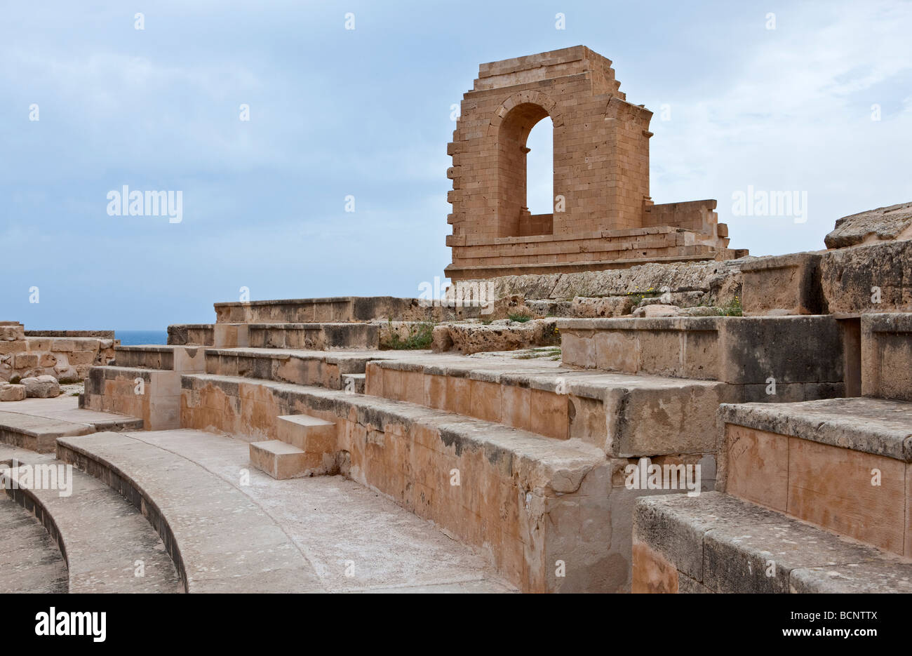 Libya archaeological site of Sabratha the Roman theatre Stock Photo