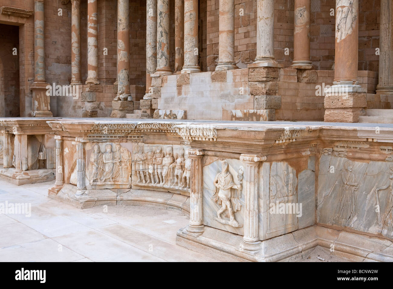 Libya archaeological site of Sabratha the Roman theatre Stock Photo