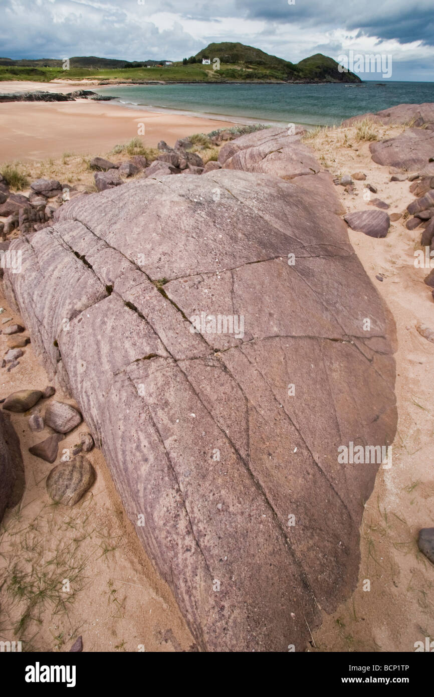 Boulder, Gaineamh Smo, near Poolewe Stock Photo