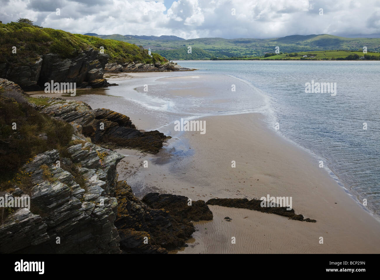 Beach at Portmeirion, Snowdonia, Gwynedd, Wales Stock Photo