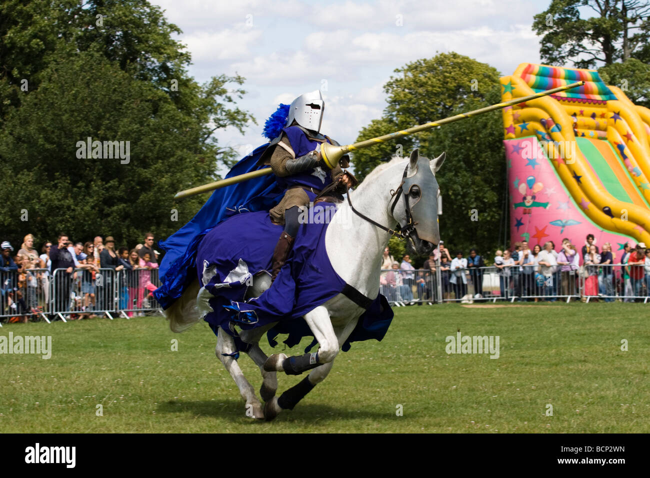 Knight jousting on horseback at the Lambeth Country Show London England 18th July 2009 Stock Photo