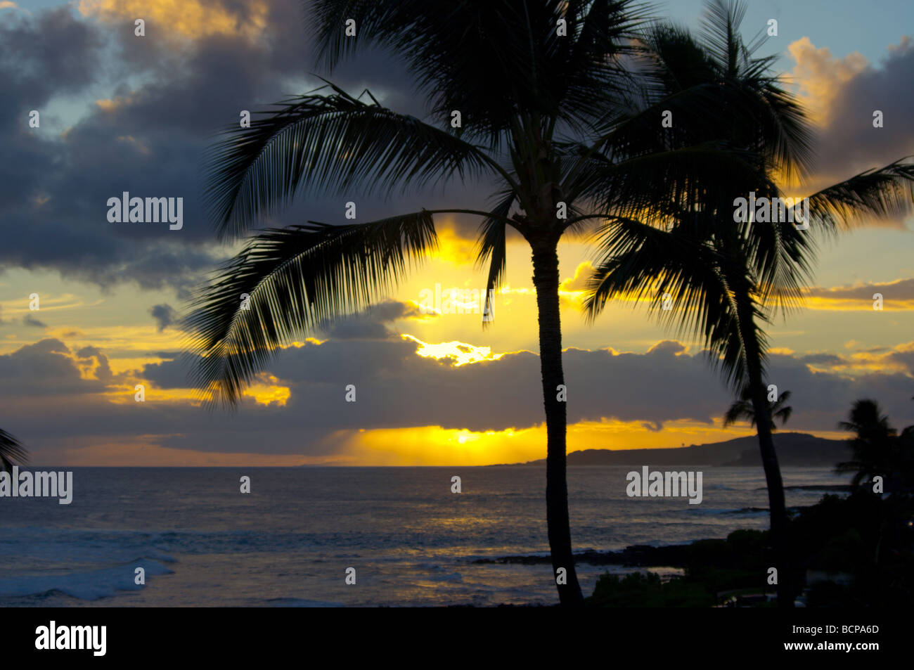 Sunset Poipu Kauai Hawaii Stock Photo Alamy