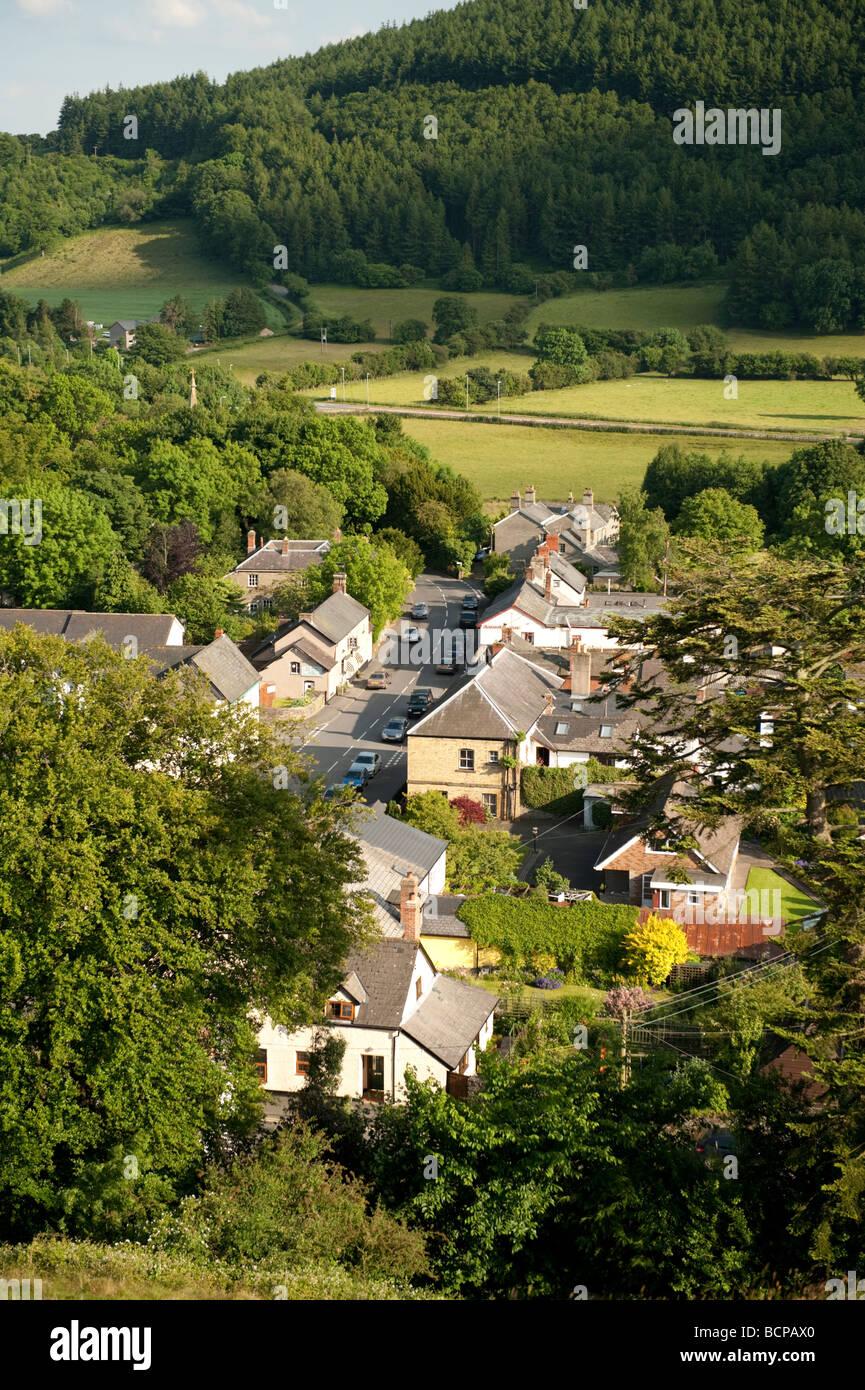 Summer evening New Radnor village viewed from the castle ruins rural Powys mid wales UK Stock Photo