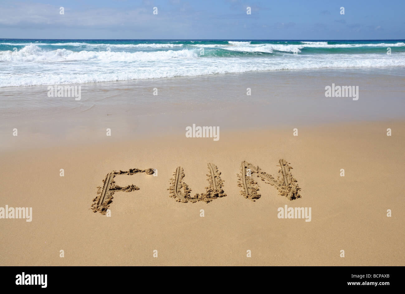Fun on the beach. Canary Island Fuerteventura, Spain Stock Photo