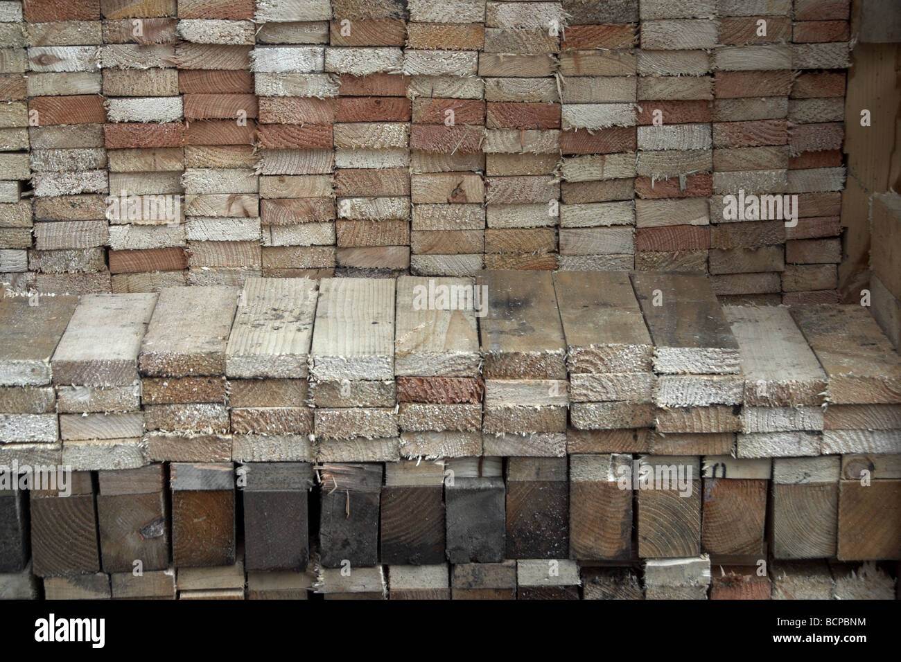 Dismantled pallets cut up and stored for use in a wood burning stove