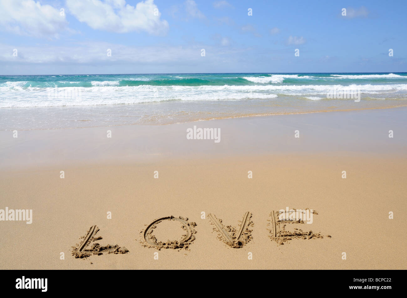 Love on the beach. Canary Island Fuerteventura, Spain Stock Photo