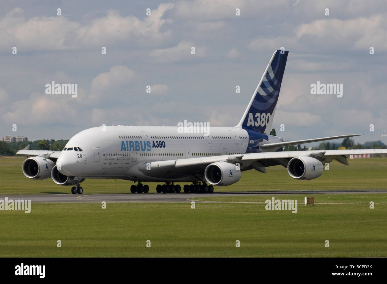 An Airbus A380 on an airport runway at the Paris Airshow Stock Photo