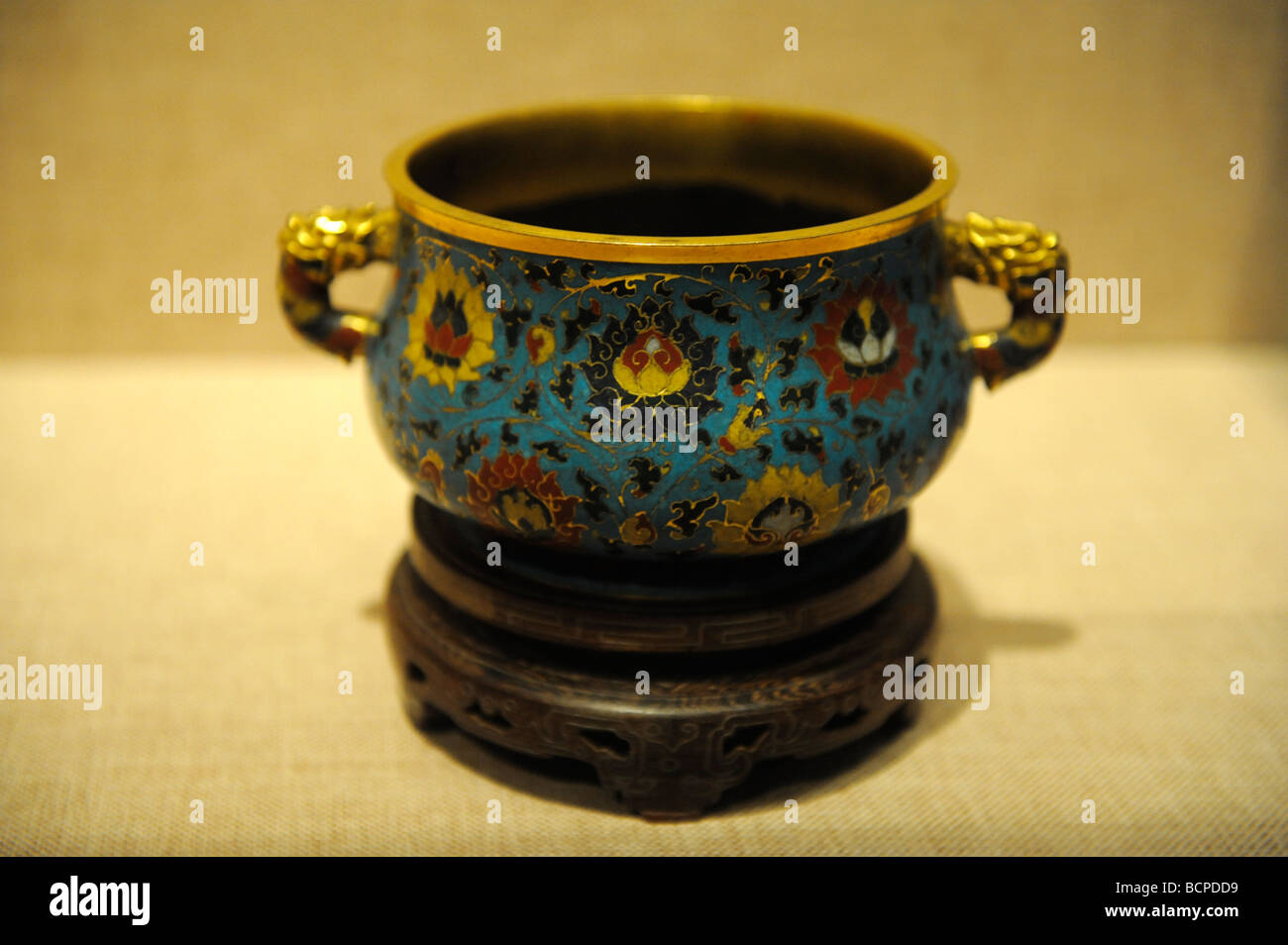 Cloisonné incense burner from Xuande period in Ming Dynasty, Capital Museum, Beijing, China Stock Photo