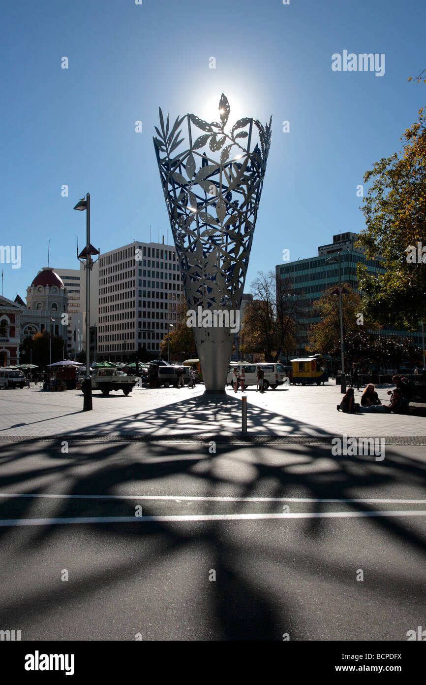 The Chalice a sculpture by Neil Dawson in Cathedral Square in Christchurch New Zealand Stock Photo