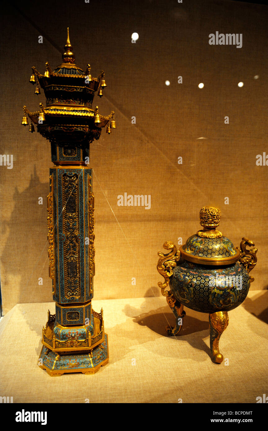 Cloisonné incense burners from Qing Dynasty, Capital Museum, Beijing, China Stock Photo Alamy