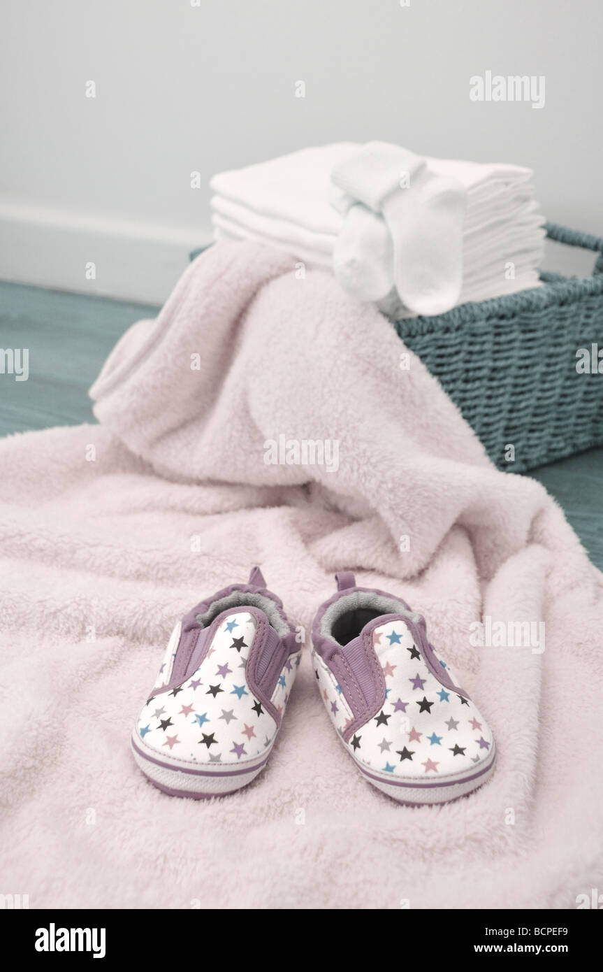 Cute baby girl booties Stock Photo Alamy