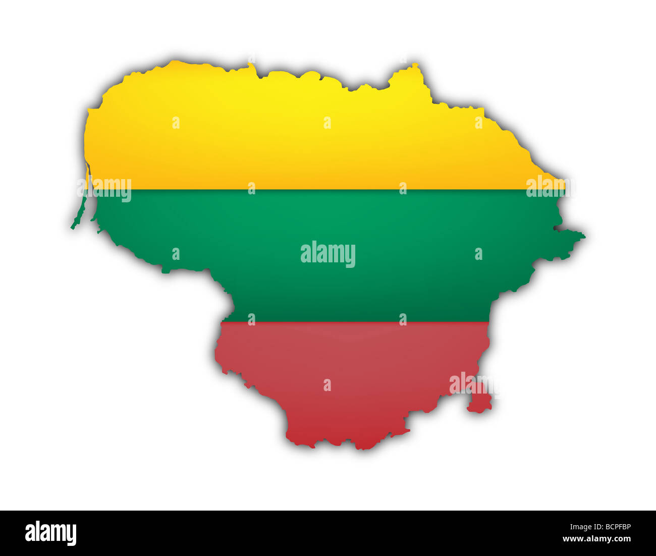 map and flag of Lithuania on white background Stock Photo