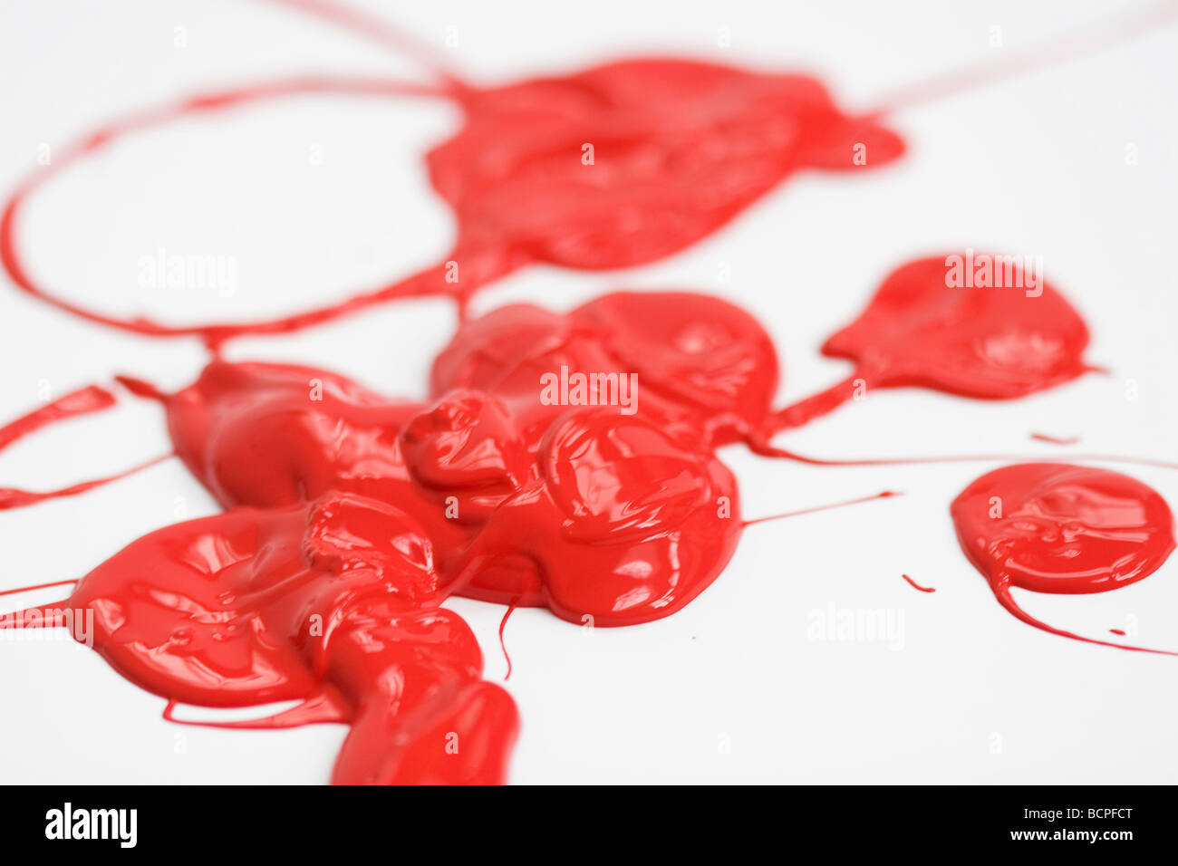 Red paint splatter and blobs Stock Photo