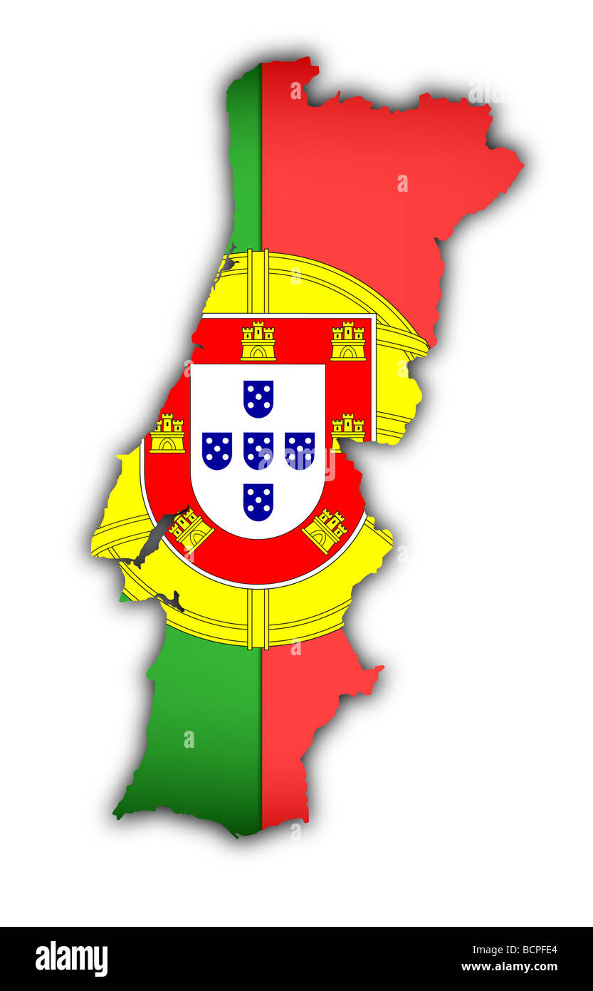 Europe Map, Portugal With Flag Stock Photo, Royalty-Free