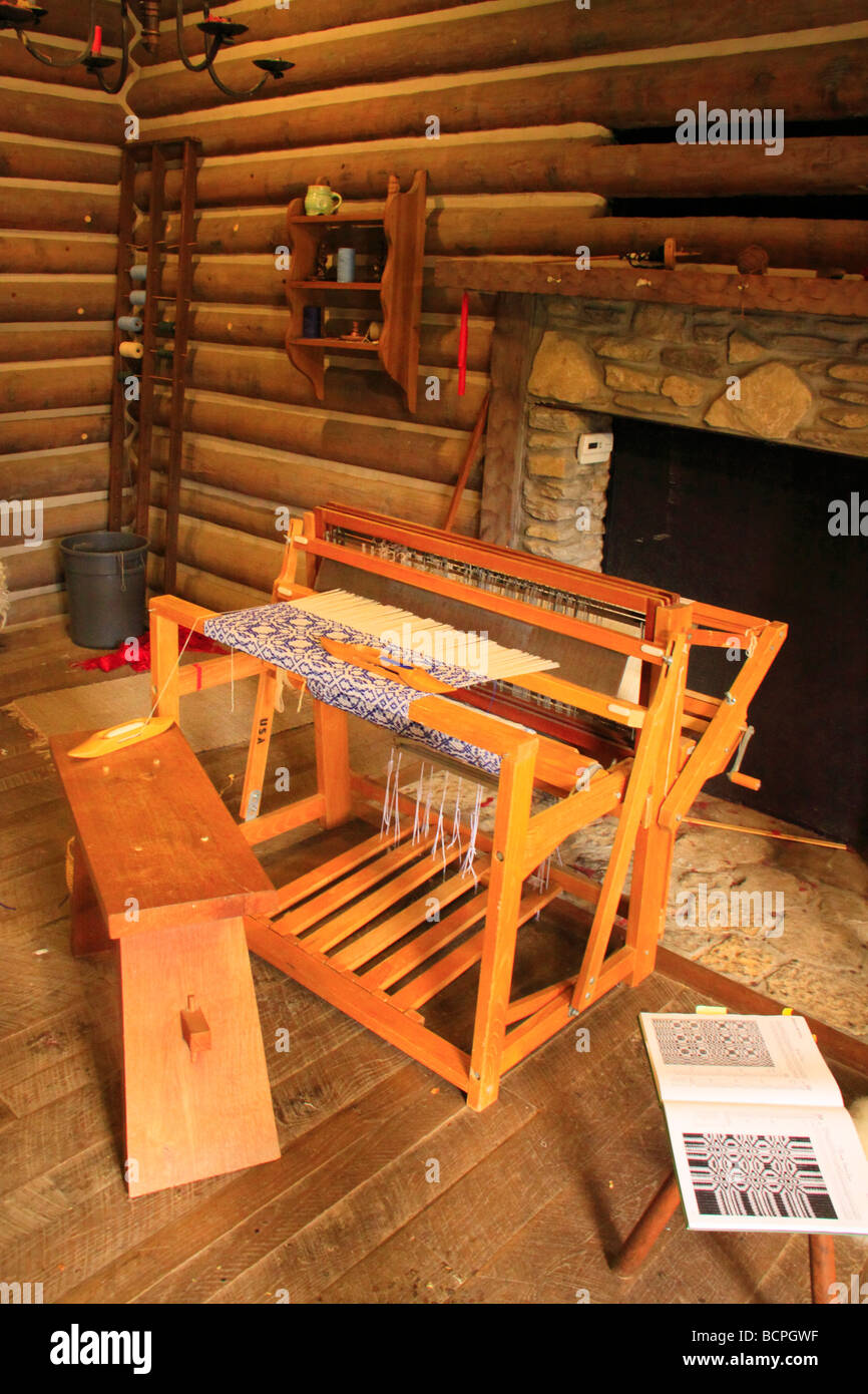 Loom inside cabin at Fort Boonesborough State Park Richmond Kentucky Stock Photo