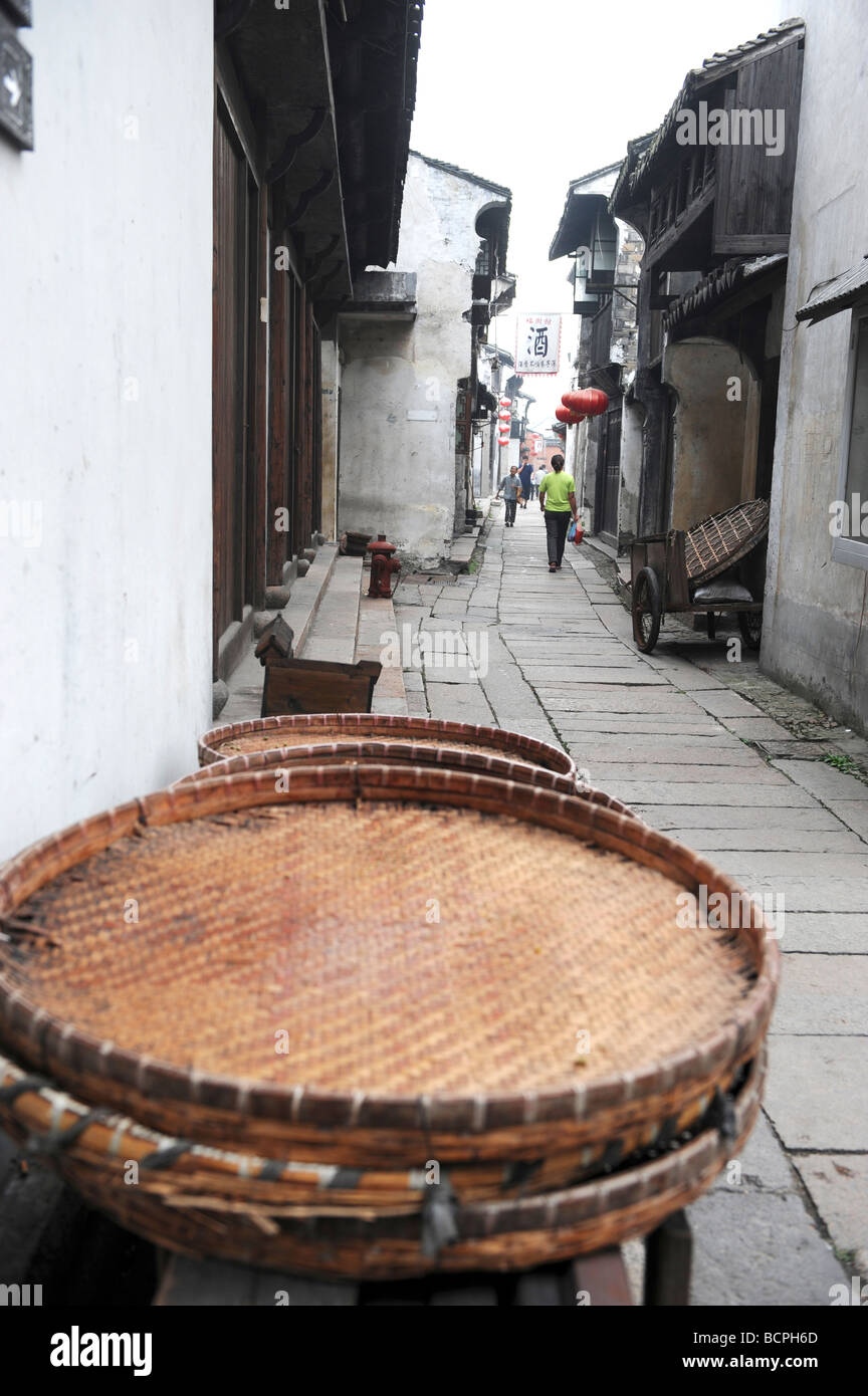 Large weaved bamboo trays used for drying food, Xitang Town, Zhejiang