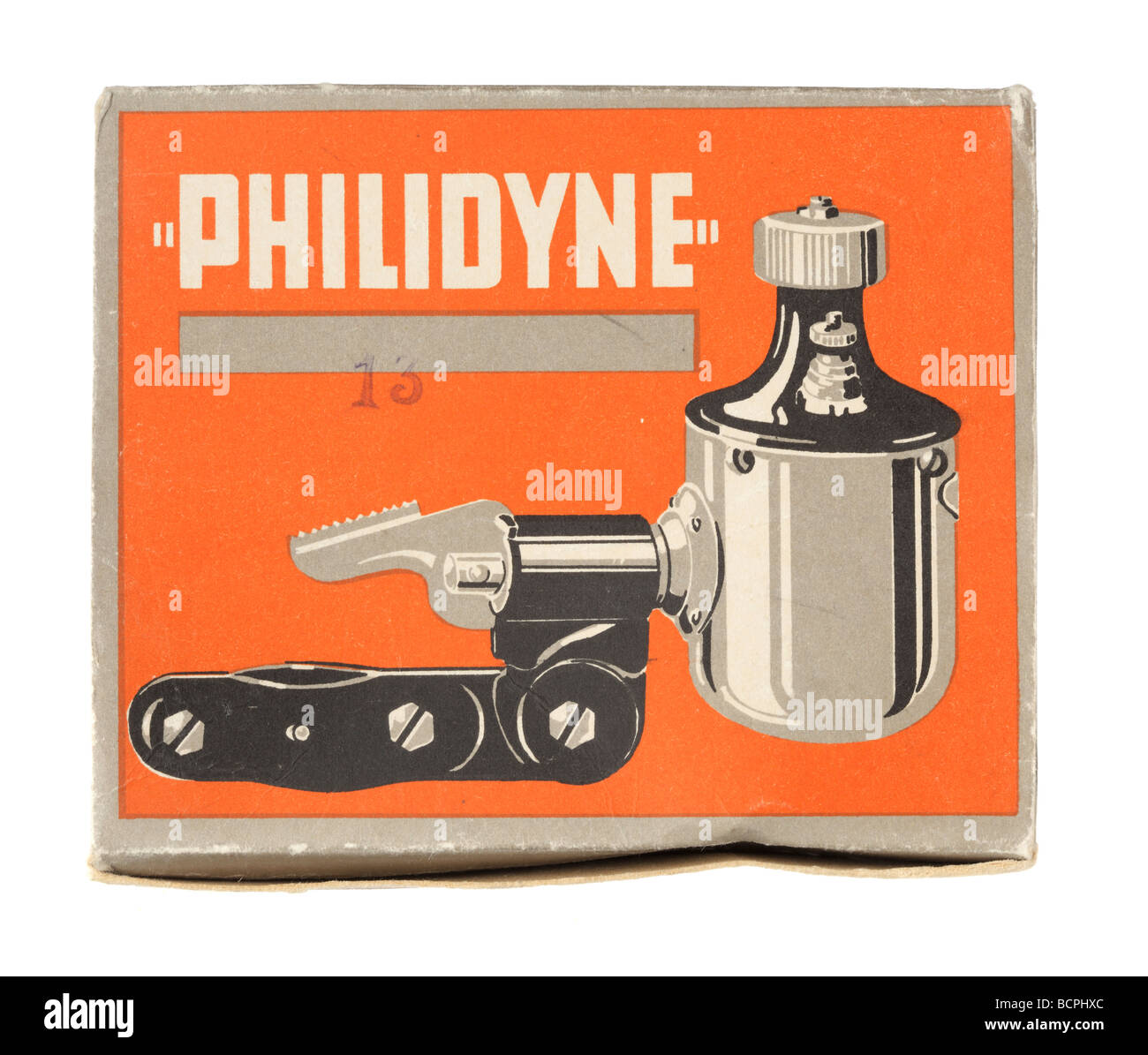 Vintage Philidyne dynamo cardboard box Stock Photo