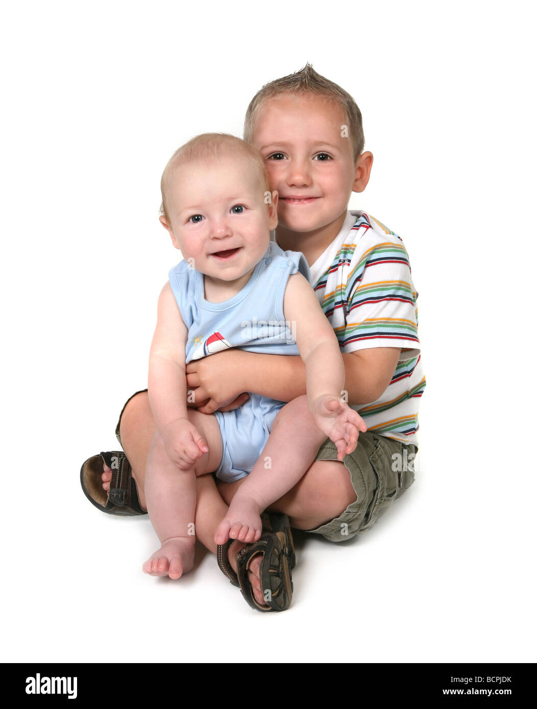 Little Brothers and Sisters Poses To Camera. Stock Image - Image of family,  bonding: 120848087