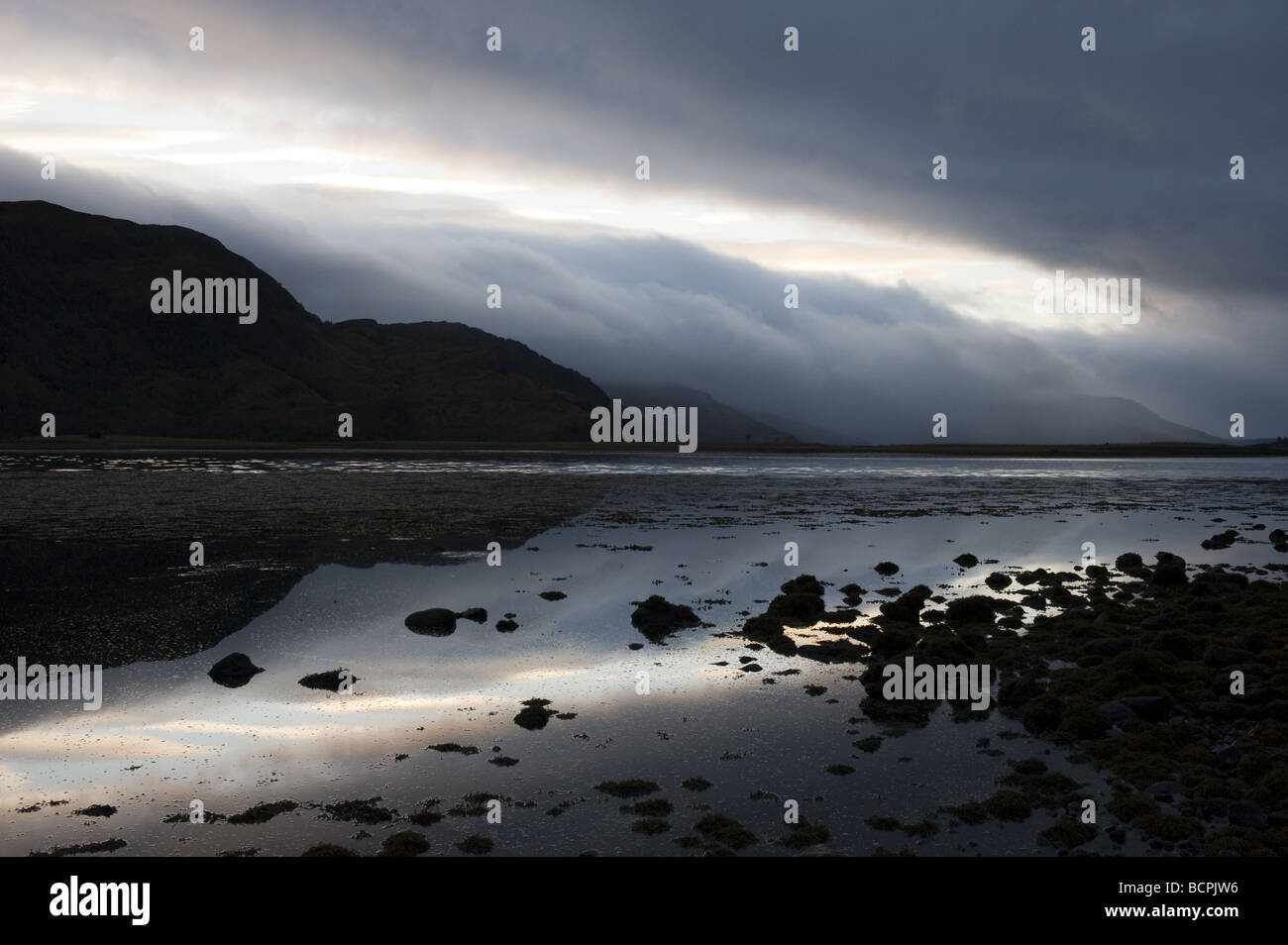 Storm clouds over Loch Duich Western Highlands Scotland Looking towards Loch Alsh Stock Photo