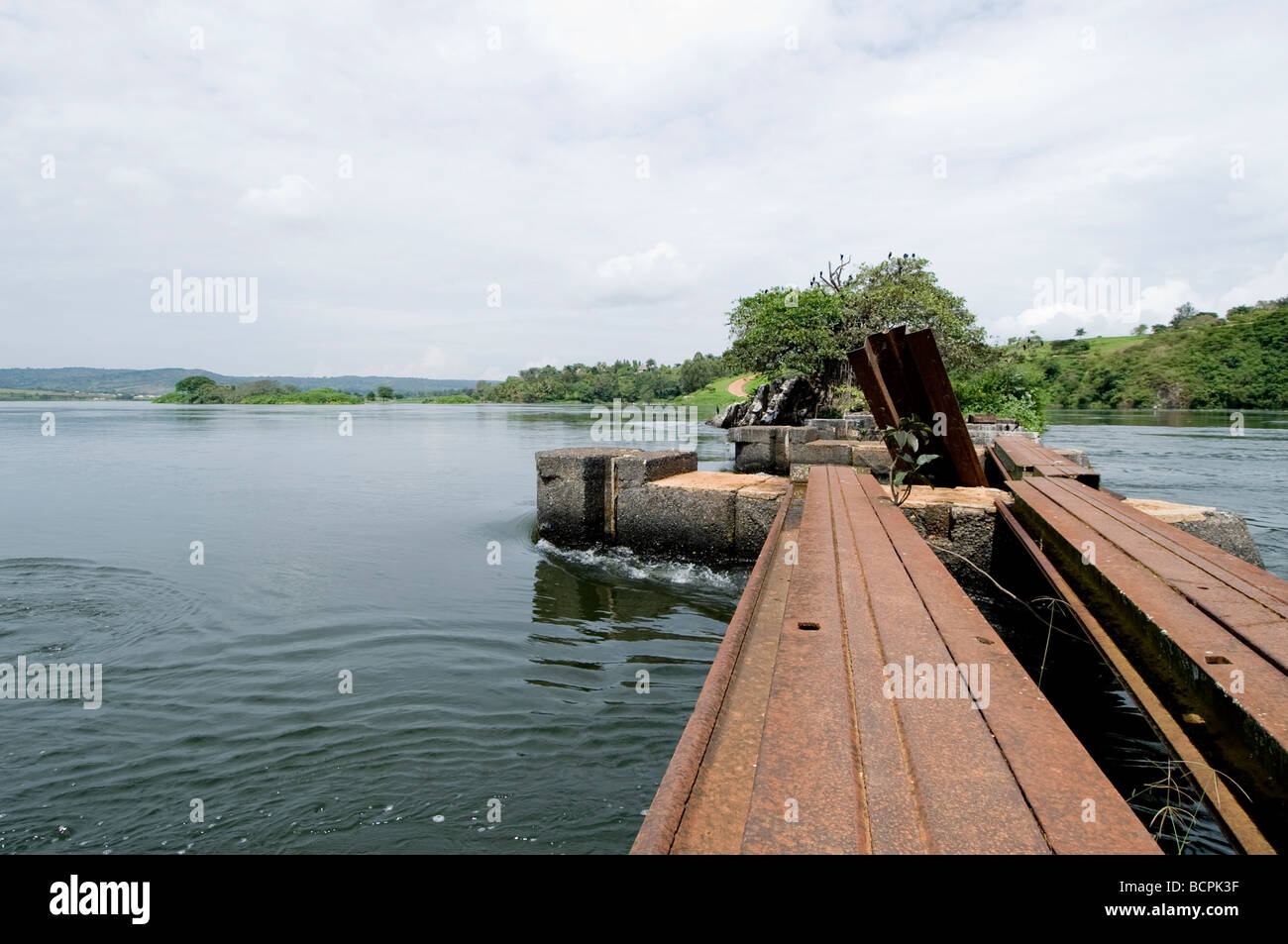 Derelict pontoon at source of the nile Jinja Uganda Africa Stock Photo
