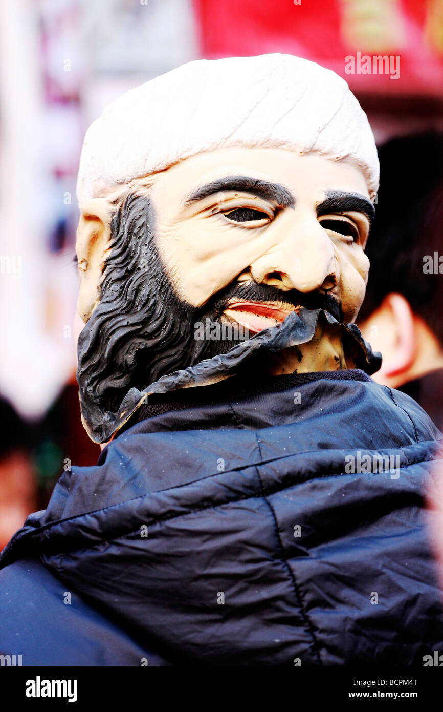 Young man wearing Osama bin laden mask during Ditan Spring Festival Temple  Fair, Beijing, China Stock Photo - Alamy