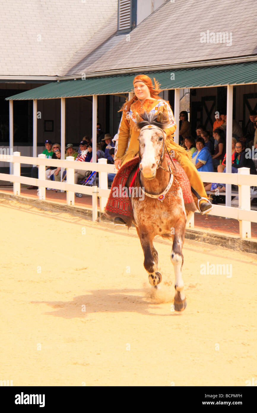 Horse and costumed rider perfom during Parade of Breeds Kentucky Horse