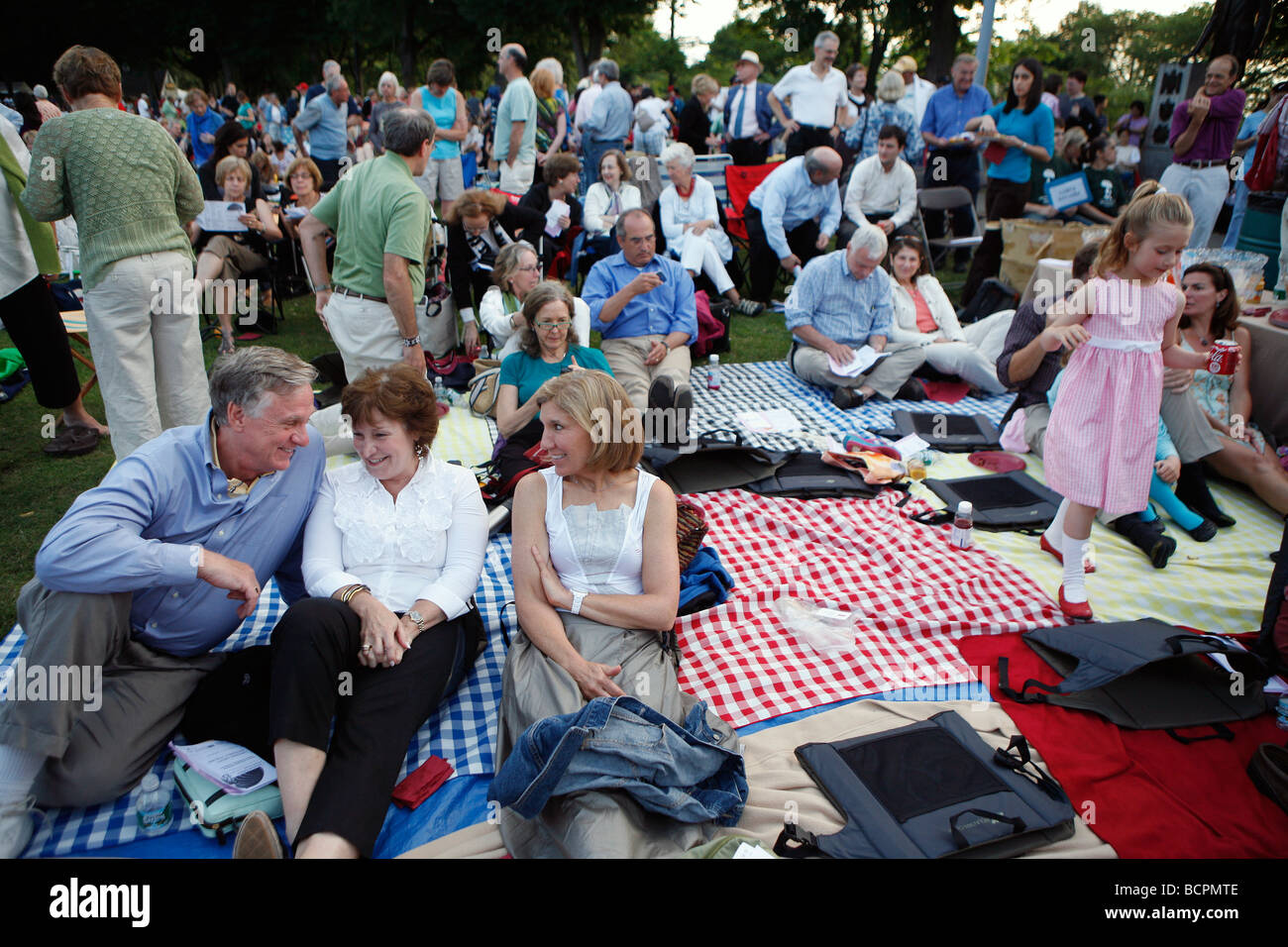 Concert audience at the Hatch Shell on the Esplande, Boston Stock Photo