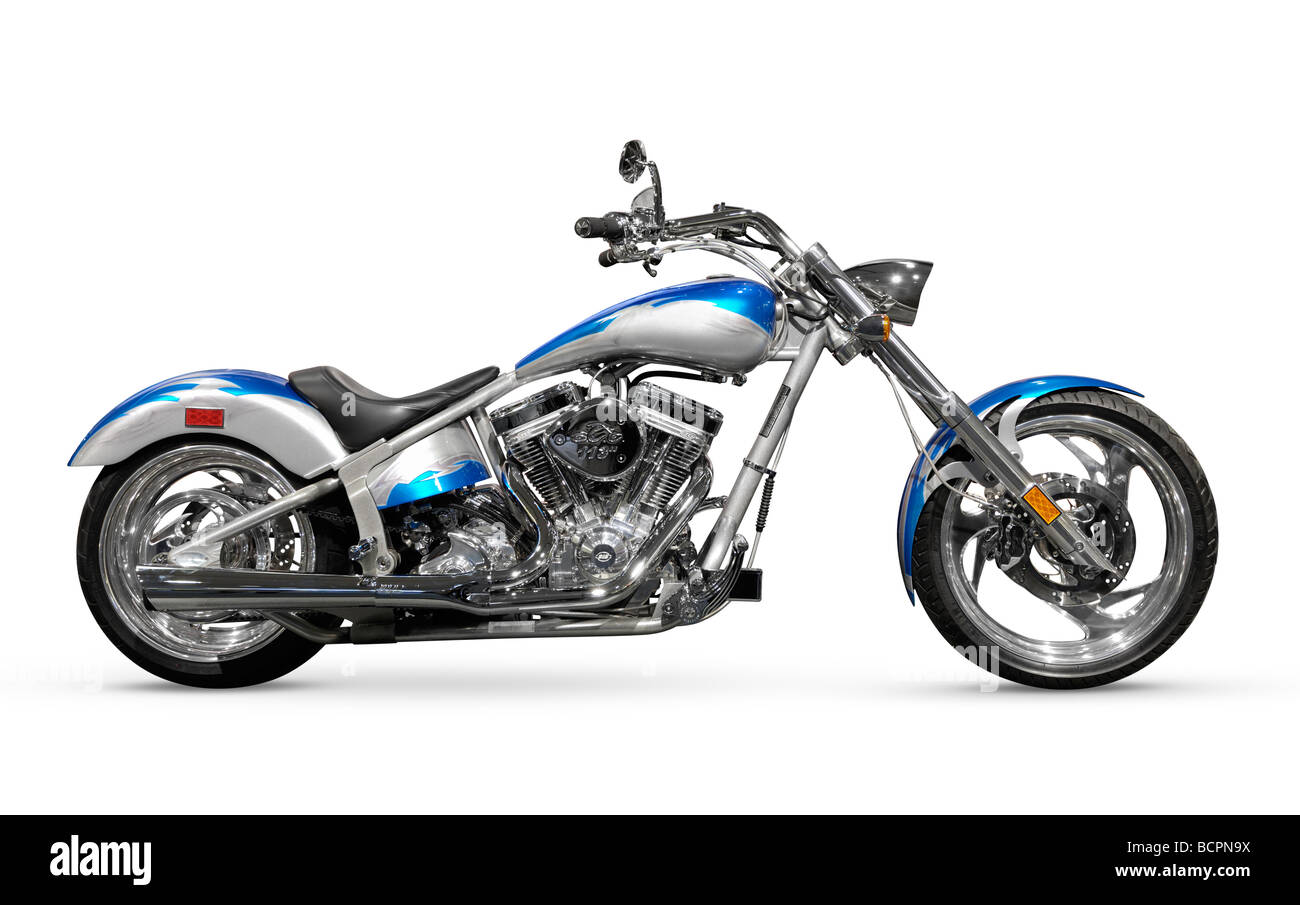License available at MaximImages.com - Shiny chopper Customized motorcycle Stock Photo